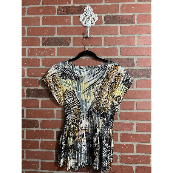 Abstract Animal Print Pleated Stretch Top - Picture 7 of 7